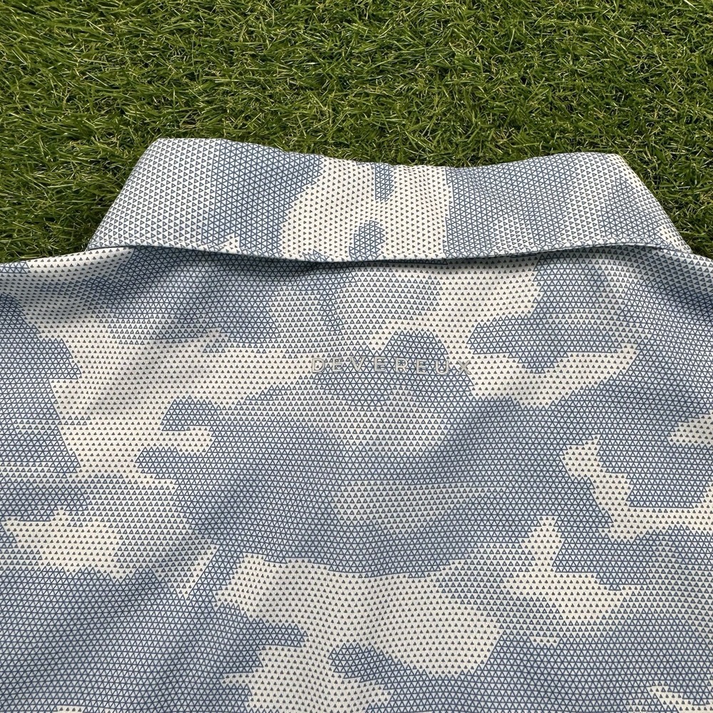 Devereux Polo Shirt Mens XXL Blue Camo Geometric AOP Golf Stretch Performance - Picture 7 of 12